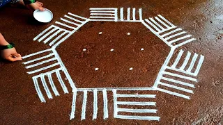 Thai madham simple padi kolam|5*3 traditional padi kolam|simple pandaga muggulu|Super rangoli