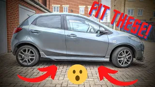 How to Fit Universal Side Skirts to a Mazda 2 DE 2013 5 Door, Bargain DIY Cheap Ebay Aero Modified