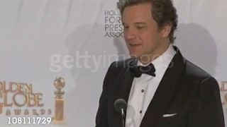 Colin FIRTH after winning his Golden Globe for The King's Speech.