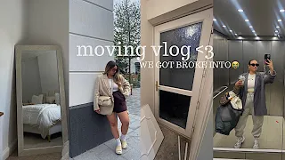 MOVING VLOG: OUR HOUSE GOT BROKE INTO😭 eventful week + shopping + diy mirror