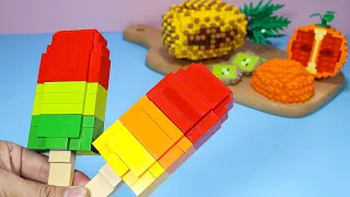 How To Make Lego Rainbow Ice Cream IRL | Stop Motion & Lego Cooking ASMR Video