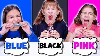 ASMR Pink VS Black VS Blue Food In One Color For 24 Hours by LiLiBu