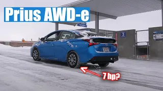 Does The 7hp Rear Motor In The AWD Prius Help At All? Testing The Prius AWD-e In The Snow!