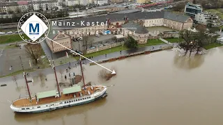 BREAKING NEWS (07.02.21): Hochwasser am Rhein Stufe II - Mainz, Wiesbaden, Rheingau; B42 überflutet