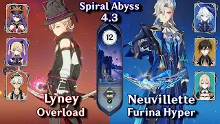 C0 Lyney Chevreuse & C0 Neuvillette Furina | Spiral Abyss 4.3 Floor 12 9 Star - Genshin Impact