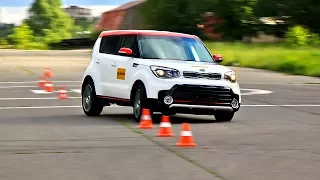 KIA Soul GT - Moose test. Emergency braking. Slalom