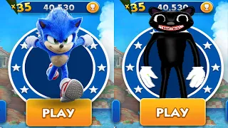 Sonic Dash vs Cartoon Cat Run - Movie Sonic vs All Bosses Zazz Eggman - All 66 Characters Unlocked
