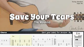 Save Your Tears - The Weeknd | Fingerstyle Guitar | TAB + Chords + Lyrics