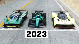 Aston Martin F1 2023 vs Aston Martin Valkyrie AMR Por vs Aston Martin Valkyrie 2022 - Silverstone