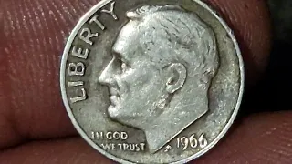 a rare 1966 Roosevelt  dime worth  over $176.000 thousand  dollars  with no mint mark on it