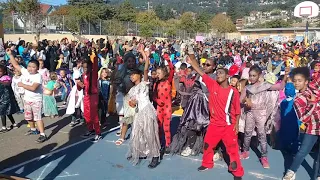 Laurel Elementary School student body does Thriller dance on Halloween 2019.