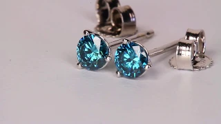 Blue Enhanced Diamond Earrings .38 Carat