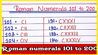 Roman numbers 101 to 200 || Roman numerals 101 to 200 || roman ginti 101 se 200 tak #romannumbers