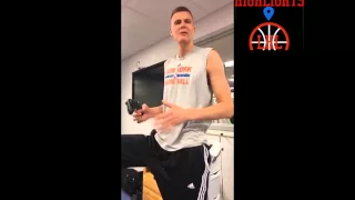 New York Knicks locker room Kristaps Porzingis on winning -funny moment