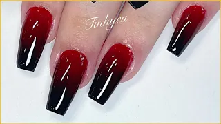 Chia sẻ cách đắp Ombre đỏ đen đẹp - Tinh Yeu Nails