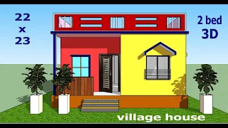 22 x 23 small village house design II 22 x 23 chota ghar ka naksha II 2 bed room house plan