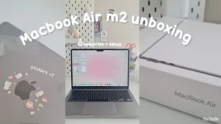 macbook air m2 (space grey 🩶) unboxing 💻🌸| set up + accessories 2024