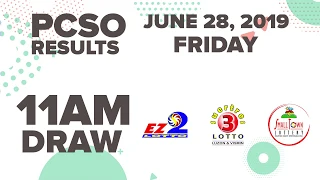 11AM PCSO Lotto Result | June 28, 2019 (Friday)
