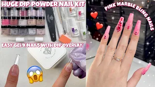 GEL X NAIL EXTENSIONS + DIP POWDER OVERLAY | HUGE BEGINNER AMAZON NAIL STARTER KIT | NAIL TUTORIAL