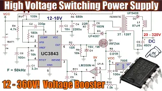 UC3843 Switching Power Supply for High Voltage Experiments (DC DC Flyback SMPS)