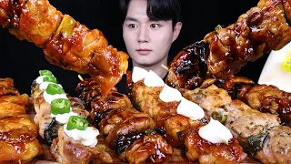 매운 닭꼬치 소금구이 땡초 마요네즈 청양고추 닭꼬치 먹방ASMR MUKBANG CHICKEN SKEWERS & SPICY BBQ CHICKEN 鶏串 チキン eating sounds