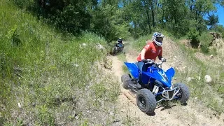 Raptor 700 & yfz 450 tackle hill climbs, trails at gravel pit