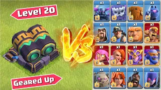 *Level 20* Geared up Double Cannon vs All Max Troops - Clash of Clans