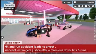 Hit and run accident leads to arrest . #roblox #greenville #police #gaming #roleplay