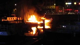 Boat Catches fire in Ramsgate Harbour --4 of 9