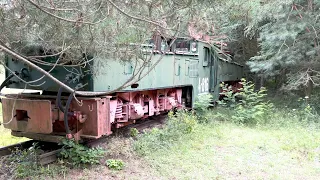 Verlassene E-Lok im Wald