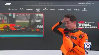 Lando Norris celebrates F1 Miami victory