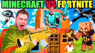 Minecraft Vs Fortnite IRL Box Fort! Defeating The Ender Dragon 24 Hour Challenge!