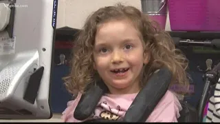 Georgia girl with Cerebral Palsy uses device to communicate
