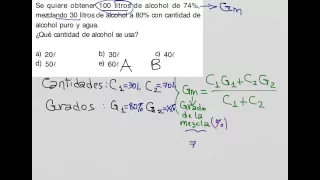 Como resolver problemas de mezclas alcohólicas, grado de la mezcla