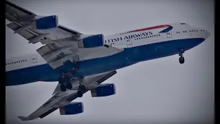 (4K) Heavy Aircraft Snow Go-Arounds! Boeing 777 & 747 - Chicago O'Hare Int'l Airport Plane Spotting