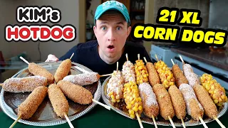 ULTIMATE KOREAN HOT DOG CHALLENGE!! (21 Large Corn Dogs)