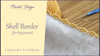 New crochet tutorial for beginners: how to crochet the shell border on fabric (one round)