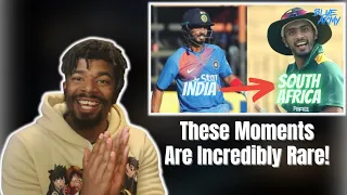 AMERICAN REACTS TO Rare moments in cricket PART 1 ft. Mandeep Singh, Ms Dhoni, Rashid Khan