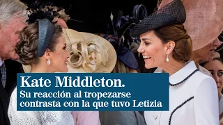 Kate Middleton se tropieza como la Reina Letizia pero su reacción es muy diferente