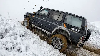 Jeep Cherokee XJ 4.0 VS Suzuki Jimny 1.3 VS Nissan Patrol Y60 2.8D | 4X4 OFFROAD SNOW Challenge (4K)