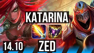 KATARINA vs ZED (MID) | 10/2/6, 500+ games | KR Diamond | 14.10