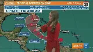 TROPICAL UPDATE: Tropical Depression Nine develops in the Caribbean Sea