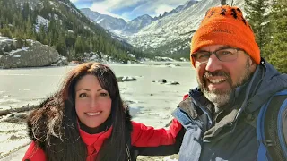 Snow hiking to five beautiful alpine lakes and Alberta Falls-Rocky Mountain National Park