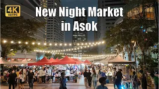 [4K🇹🇭] Bangkok Thailand | New Night Market Walk in Asoke  | Feb 2023 // 4Kfps