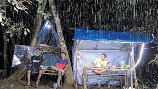 CAMPING IN HEAVY RAIN overnight in the forest, sleep soundly until morning, relaxing rain sound