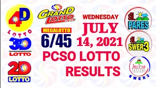 Lotto Result July 14 2021 (Wednesday), 6/55, 6/45, 3D, 2D | PCSO lotterry draw