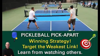 Pickleball! Winning Strategy!  Target the Weaker Player.  Learn by Watching Others!