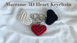 [SUB]마크라메 입체 하트 키링🤍❤️🖤: macrame 3D heart keychain:[DIY Tutorial]