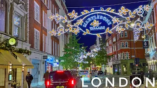 2023 London Christmas Lights Tour | Marylebone to Oxford Street | London Night Walk [4K HDR]