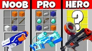 Minecraft Battle: NOOB vs PRO vs HEROBRINE: SUPER NERF GUN CRAFTING CHALLENGE / Animation